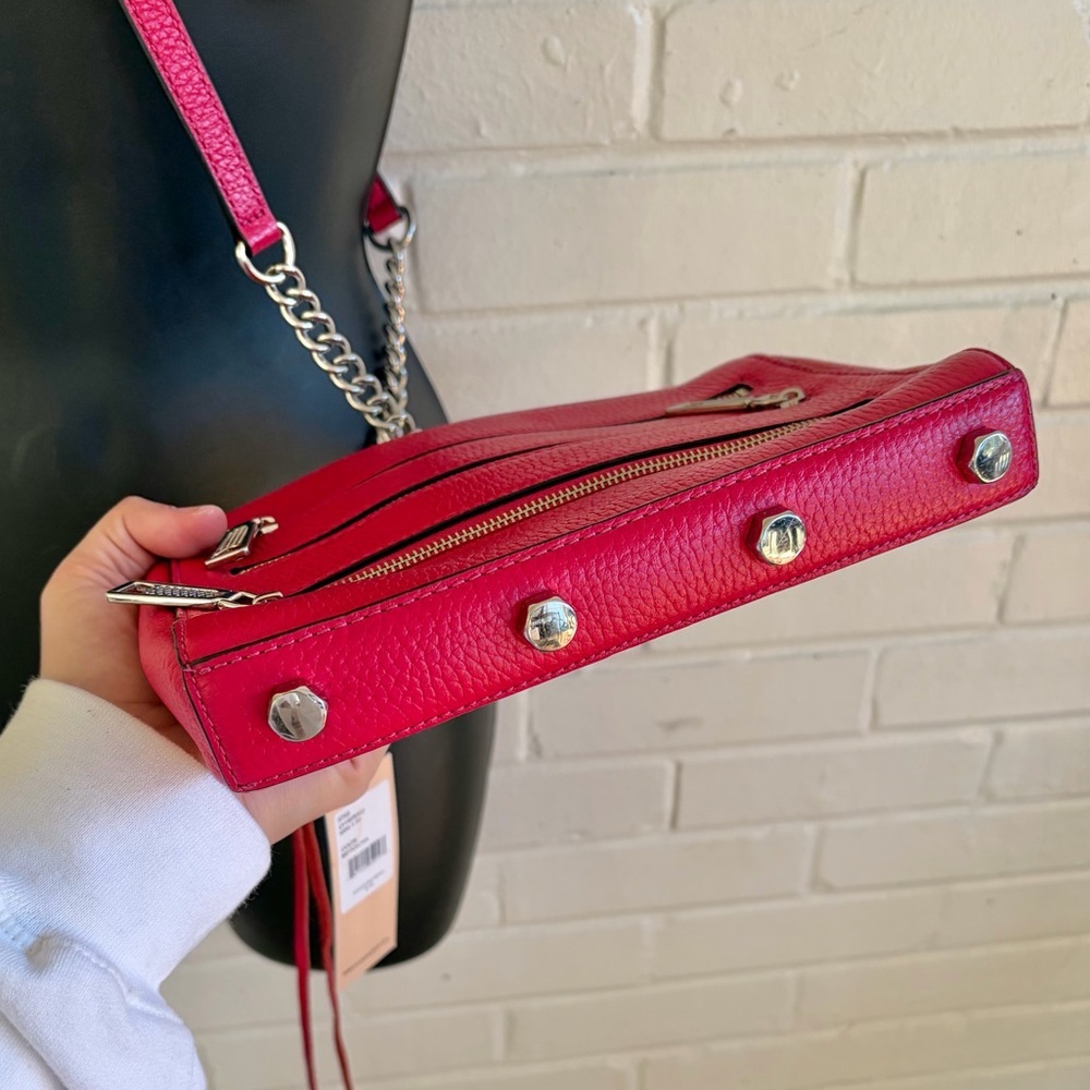 REBECCA MINKOFF Mini 5 Zip Leather Crossbody Bag in Bright Fuchsia, NEW W/ TAGS - Picture 8 of 10